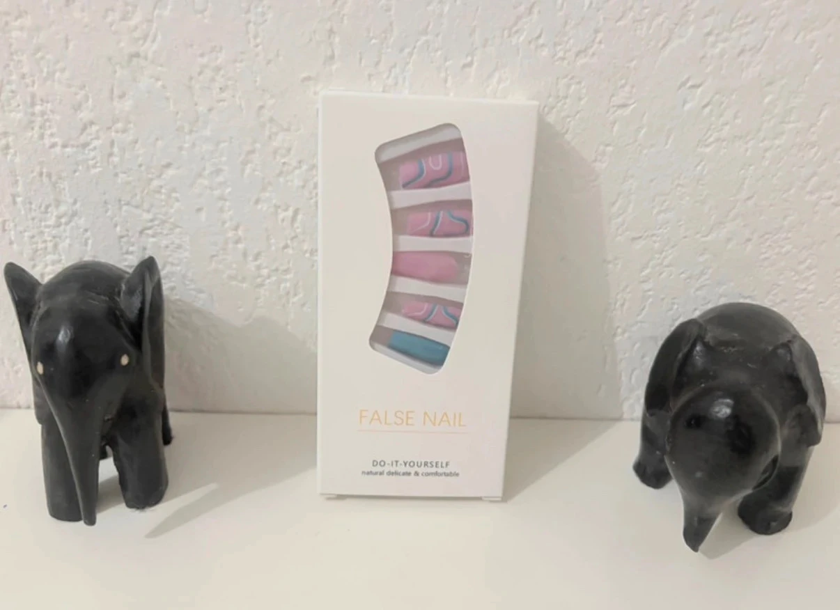Kit de Unhas Postiças "Swirl Art" Rosa e Azul - Novo – photo 2
